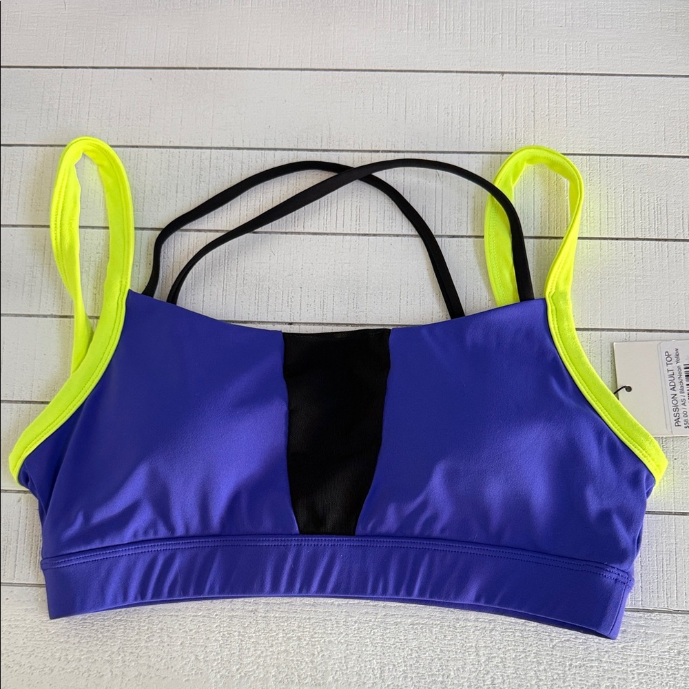 LA Designs - Vibrant Blue, Yellow and Black Sports Bra Adult Small